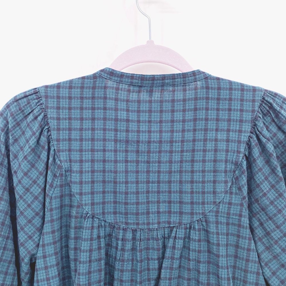 Madewell Plaid Balloon-Sleeve Peasant Top - Picture 7 of 11
